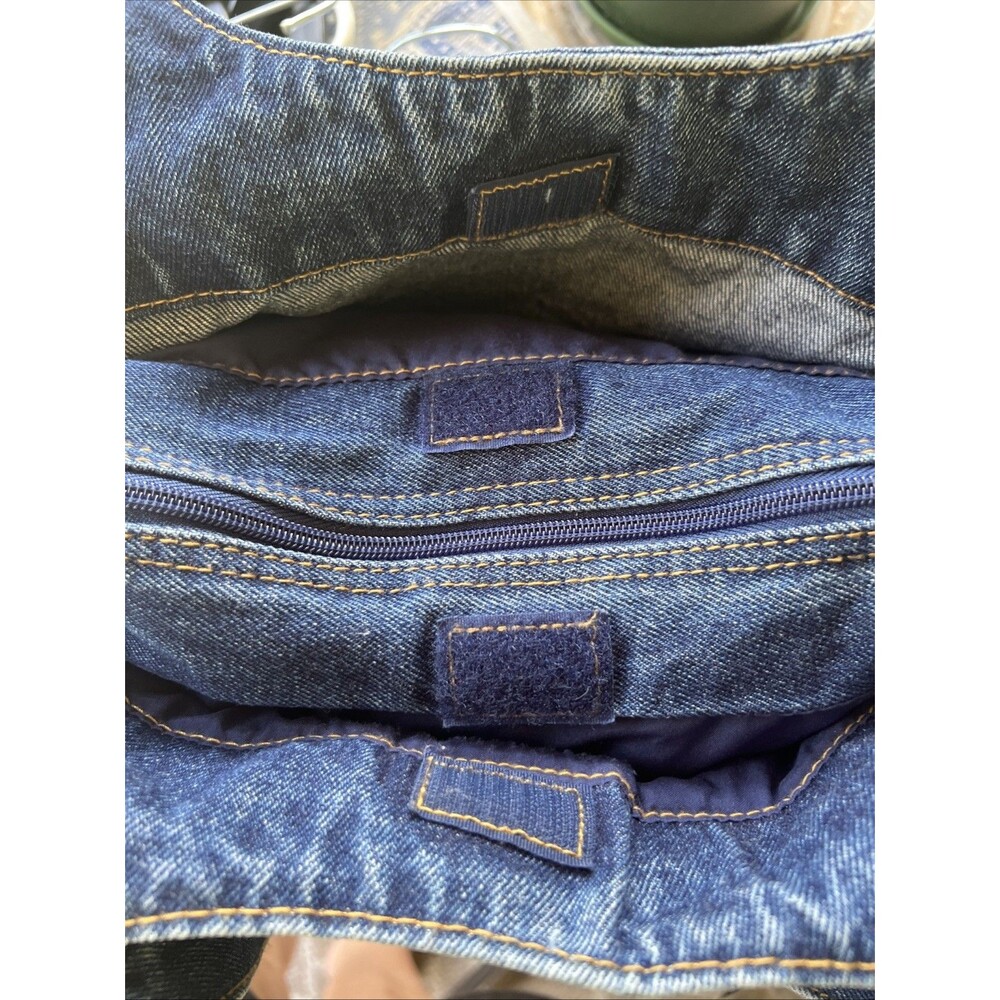 Vintage Y2K Blue Jean Shoulder Purse Lots Of Pockets 11” X 4” X 8” Hippie Boho - Picture 6 of 11